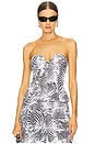 view 1 of 4 Torri Mermaid Corset Top in Zebra Print