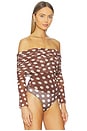 view 3 of 5 Maxine Bodysuit in Chocolate Halo Dot
