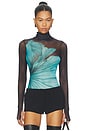 view 1 of 8 Zadie Power Mesh Top in Teal Flower