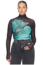 view 2 of 8 Zadie Power Mesh Top in Teal Flower