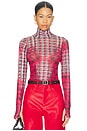 view 1 of 4 TOP MANCHES LONGUES ZADIE in Ruby Houndstooth