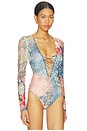 view 3 of 5 Eaton Bodysuit in Iris Patchwork
