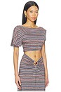 view 2 of 6 Perla Shiny Knit Top in Chevron Stripe