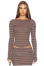 view 1 of 5 Madsen Top in Chocolate Stripe