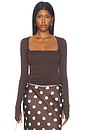 view 1 of 4 Ines Knit Crepe Top in Espresso