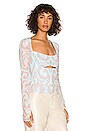 view 2 of 4 Noreen Top in Icy Blue Damask
