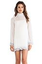 view 1 of 5 Little Edie Parisian Laced Chiffon Bell Sleeve Dress in White Lavender