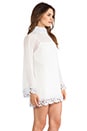 view 2 of 5 Little Edie Parisian Laced Chiffon Bell Sleeve Dress in White Lavender