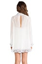 view 3 of 5 Little Edie Parisian Laced Chiffon Bell Sleeve Dress in White Lavender