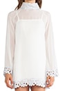 view 5 of 5 Little Edie Parisian Laced Chiffon Bell Sleeve Dress in White Lavender