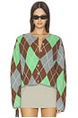 view 1 of 4 Aggie Merino Argyle Cardigan in Green Mix