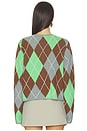 view 3 of 4 Aggie Merino Argyle Cardigan in Green Mix