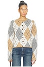 view 1 of 4 Aggie Merino Argyle Cardigan in Beige Mix