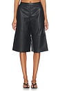 view 1 of 6 Kayleigh Leather Culotte in Black