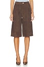 view 1 of 6 Arden Suede Culotte in Chocolate