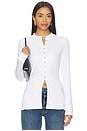view 1 of 4 Daphne Rib Placket Top in White