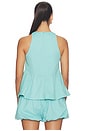 view 3 of 4 Carlos Poplin Peplum Top in Blue
