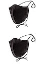 view 1 of 4 Two Pack Embroidered Cotton Masks in Black