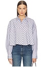 view 1 of 5 Agnes Shirt in Meyer Stripe White & Chocolate