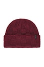 view 1 of 2 Checkered Knit Beanie in Burgundy