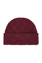 view 2 of 2 Checkered Knit Beanie in Burgundy