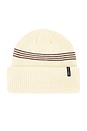 view 1 of 2 Mini Stripe Beanie in Natural Burgundy