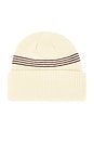 view 2 of 2 Mini Stripe Beanie in Natural Burgundy