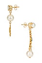 view 2 of 2 Asymmetric Stud Earring in Cream & Gold