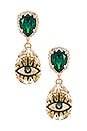 view 1 of 2 EVIL EYE 귀걸이 in Emerald & Gold