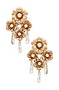 view 1 of 2 Quadruple Rose Chandelier Earrings in Gold