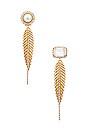 view 1 of 2 Leaf Asymmetric Chandelier Earrings in Gold