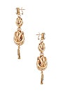 view 2 of 2 Double Knot And Tear Drop Earrings in Gold