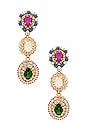view 1 of 2 PENDIENTES MULTI GEM CLUSTER in Multicolor & Gold
