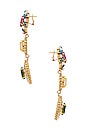 view 2 of 2 PENDIENTES MULTI GEM CLUSTER in Multicolor & Gold