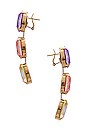 view 2 of 2 Triple Gem Earrings in Lilac, Peach, Yellow & Gold