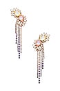 view 1 of 2 Cluster & Tassel Earrings in Yellow, Peach, Lilac & Crystal