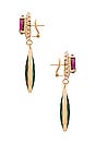 view 2 of 2 Tear Drop Earrings in Fuchsia, Green, & Gold
