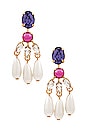 view 1 of 2 Multi Color Pearl Chandelier Earrings in Lilac, Rose, Cream, & Gold
