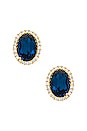 view 1 of 2 Oval Studs in Denim Blue & Crystal