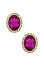 view 1 of 2 Oval Studs in Fuchsia & Crystal