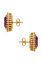 view 2 of 2 Oval Studs in Fuchsia & Crystal