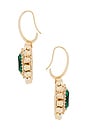 view 2 of 2 Octagon Brooch Hook Earrings in Green, Crystal, & Gold