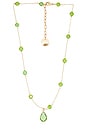 view 1 of 3 Short Crystal Chain With Drop Pendant in Light Green & Gold