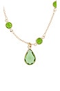 view 2 of 3 Short Crystal Chain With Drop Pendant in Light Green & Gold