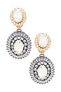 view 1 of 2 Oval Disc Chandelier Earrings in Crystal, Gun Metal & Gold