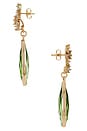 view 2 of 2 Stud Daisy Drop Pendant Earrings in Light Green & Crystal & Gold