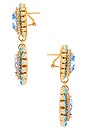 view 2 of 2 Omega Clasp Double Oval Cluster Drop Earrings in Blue & Gold