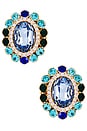 view 1 of 2 Stud Clip Oval in Green & Blue & Gold