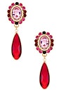 view 1 of 2 Stud Clip Oval & Drop Pendant Earrings in Pink, Red, Amethyst & Gold