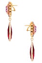 view 2 of 2 Stud Clip Oval & Drop Pendant Earrings in Pink, Red, Amethyst & Gold